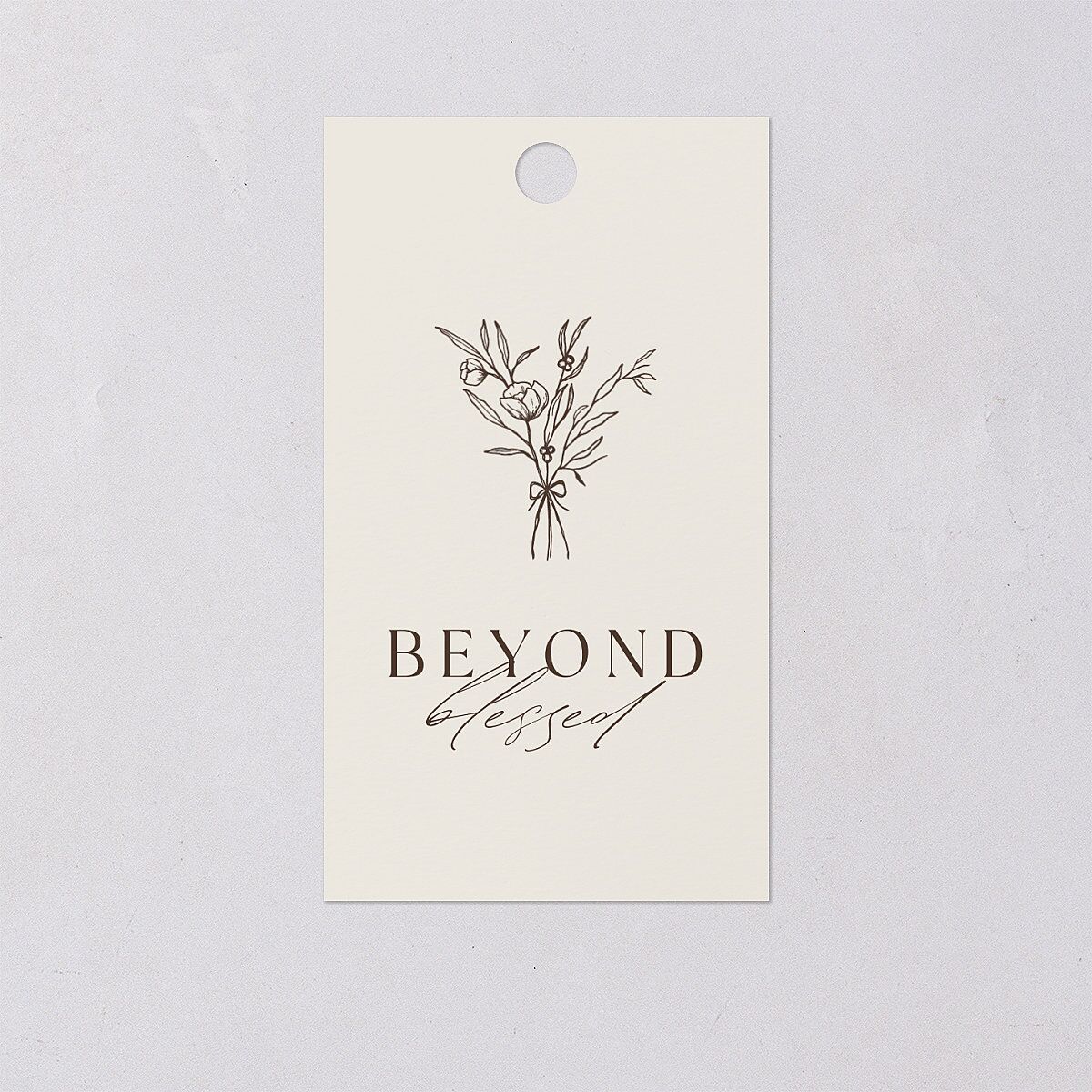 Simple Boho Flowers Favor Gift Tags Champagne Signature
