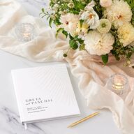 Lavish Palm Wedding Guest Book Pure White