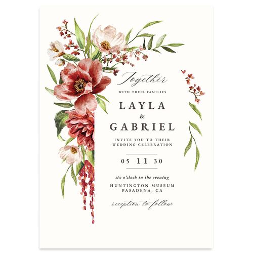 Floral Arch Wedding Invitations Rust Signature Blank No Standard