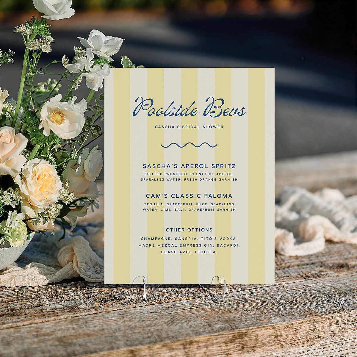 Cabana Stripes Bridal Shower Standard Bar Tabletop Sign Small Lemon Standard Indoor Foam Core S Tabletop Bar