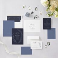Romantic Branches Wedding Invitations Navy Signature Blank No Standard