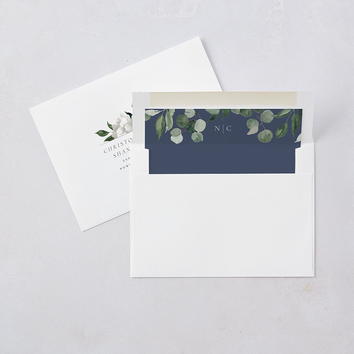 Timeless Bouquet Wedding Invitations Dusty Blue Signature Blank No Standard