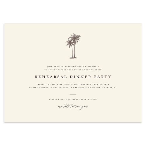 Palm Tree Icon Rehearsal Dinner Invitations Champagne Signature Blank Standard