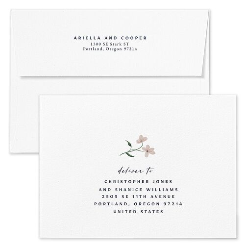 Vintage Garden Wedding Invitation Envelopes White Moody Blue Both Recipient and Return Addresses Standard Signature