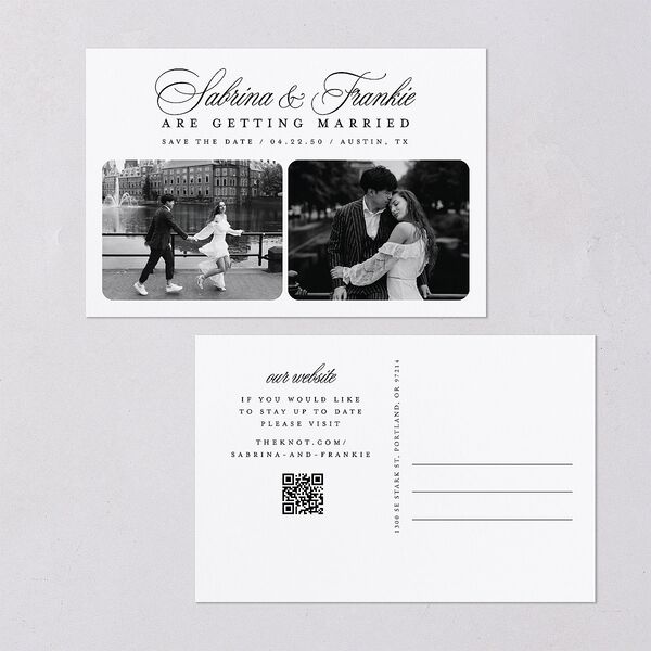Modern Classic Picture Portrait Save the Date Postcards Pure White