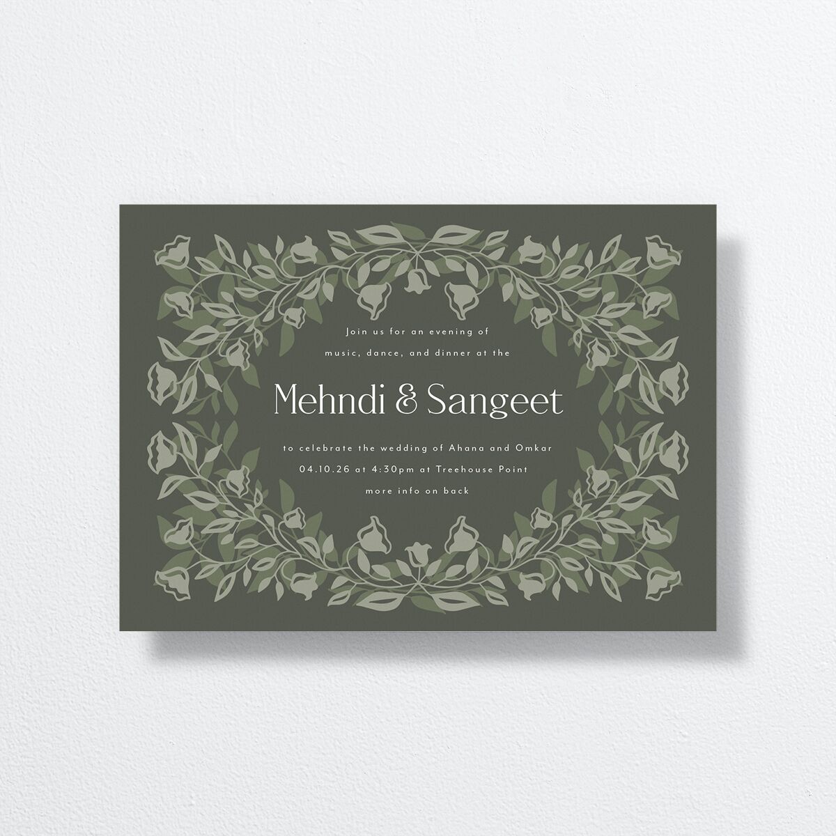 Rustic Nouveau Bridal Shower Invitations front in green