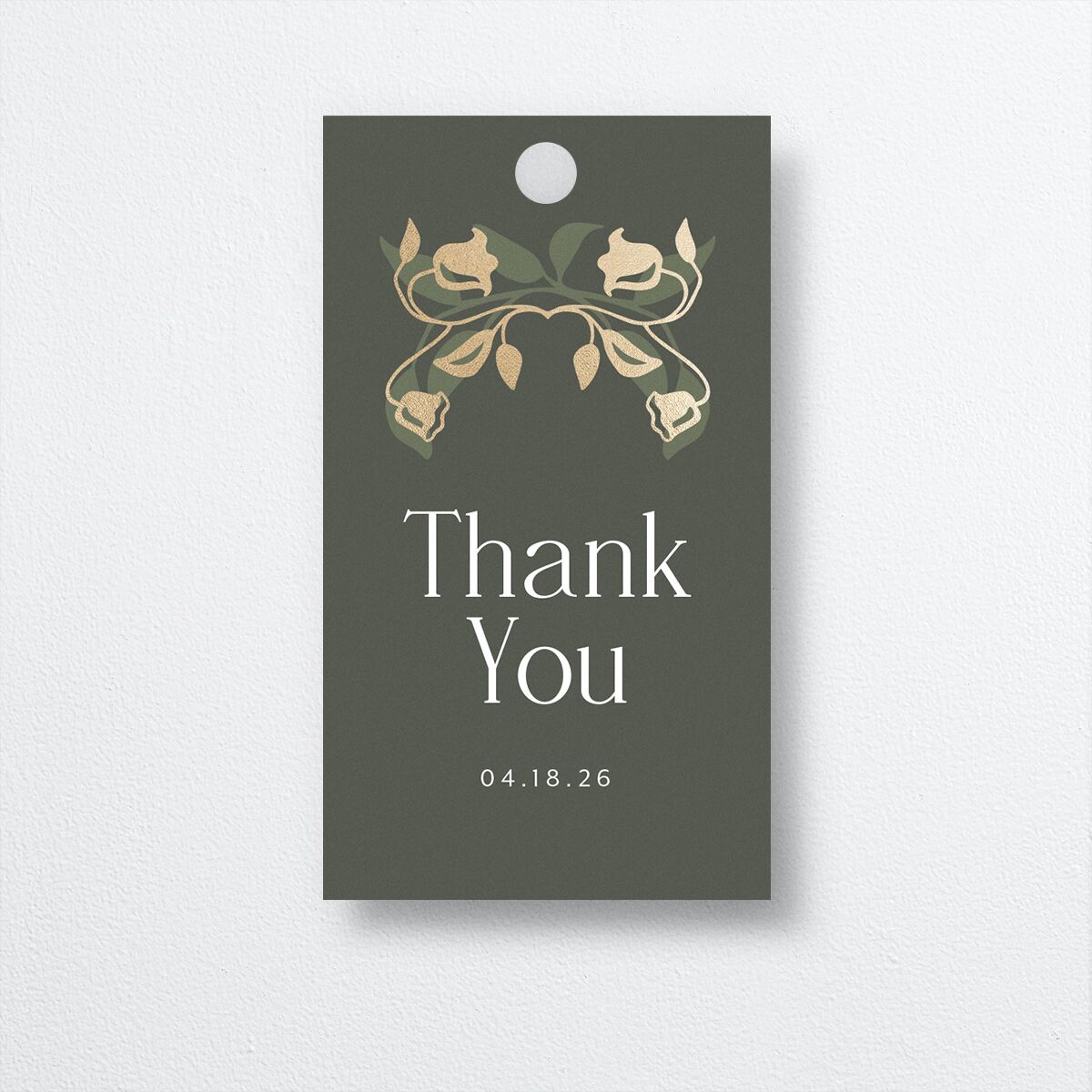 Rustic Nouveau Favor Gift Tags front in green