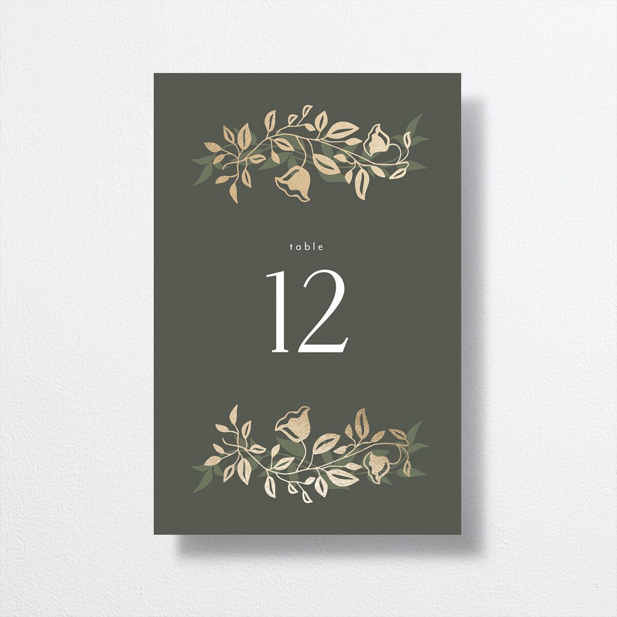 Rustic Nouveau Table Numbers front in green