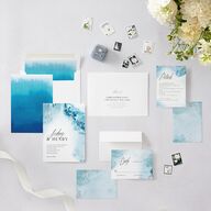 Painted Ethereal Wedding Invitations Aquamarine Signature Blank No