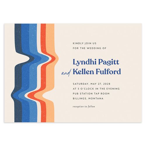 Groovy Lines Wedding Invitations Sapphire Signature Blank No Standard