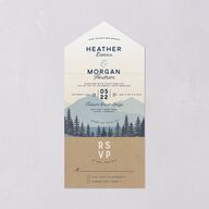 Vintage Mountain All-in-One Wedding Invitations Dusty Blue Signature Light Both Recipient and Return Addresses No
