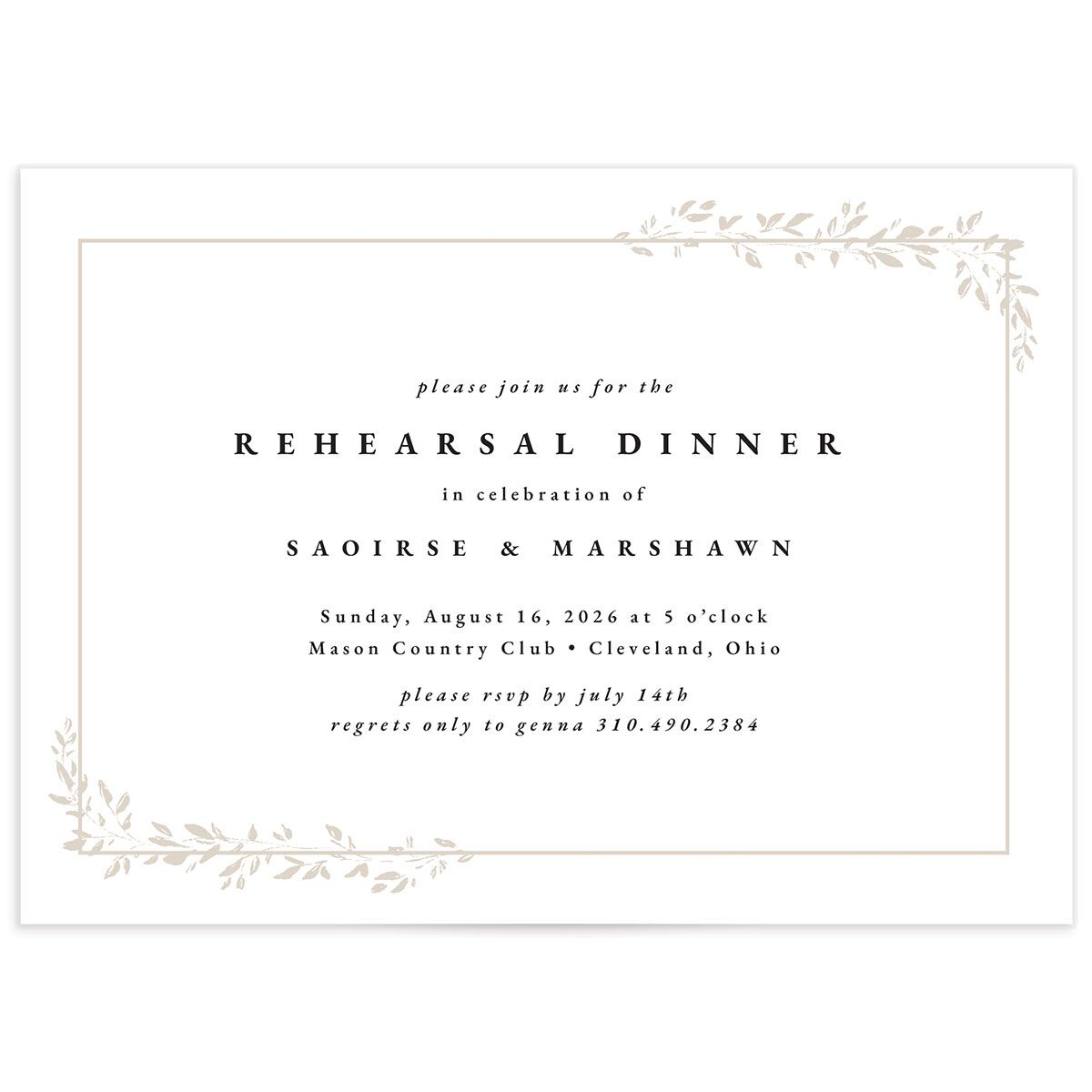 Delicate Frame Rehearsal Dinner Invitations