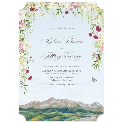 Romantic Floral Mountain Wedding Invitations Meadow Signature Blank Ticket No