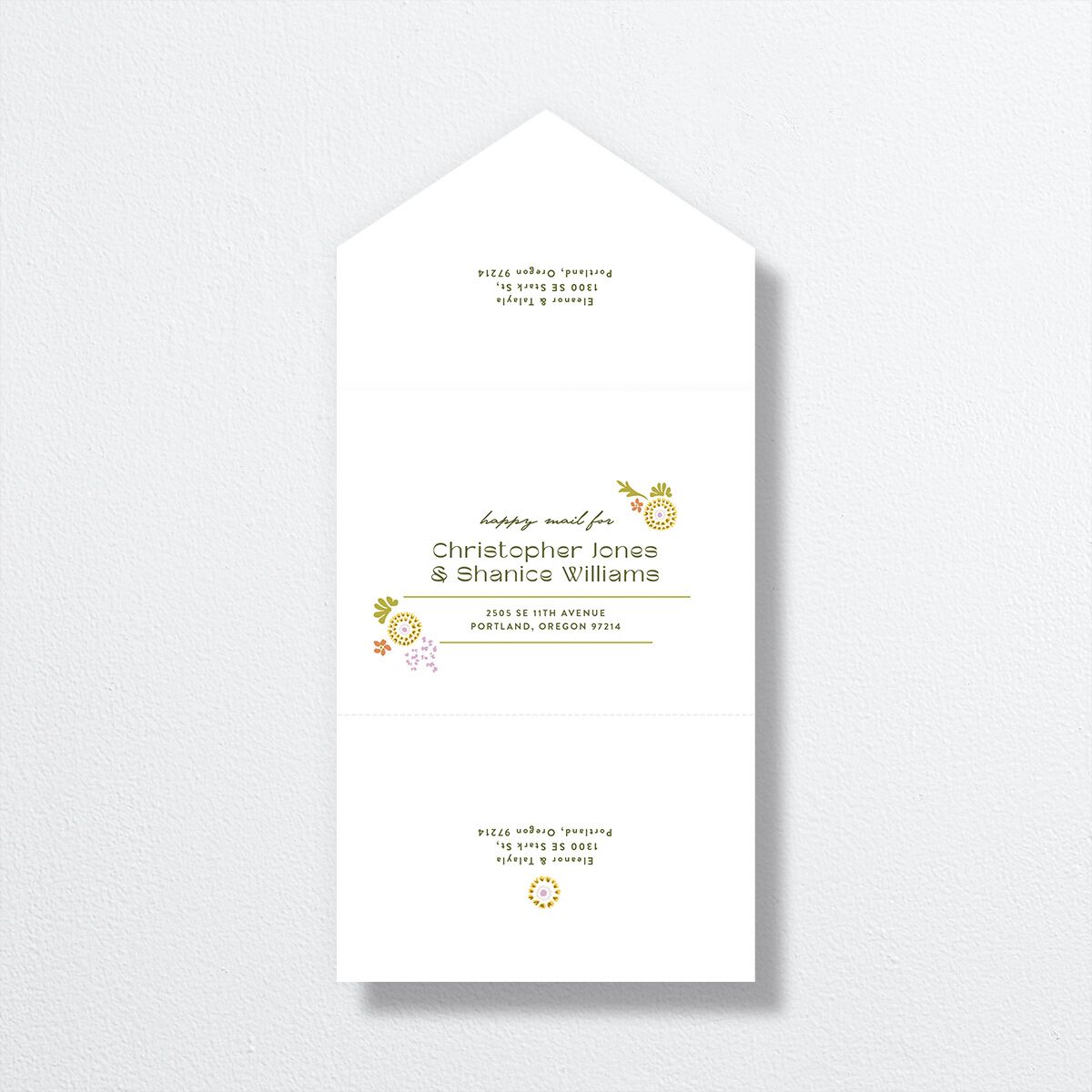 Wildflower Nouveau All-in-One Wedding Invitations back in Green