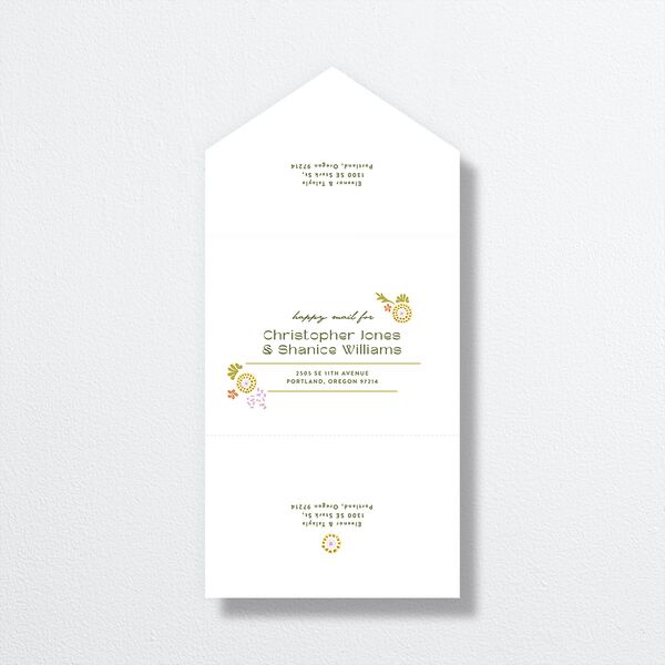 Wildflower Nouveau All-in-One Wedding Invitations back in Green