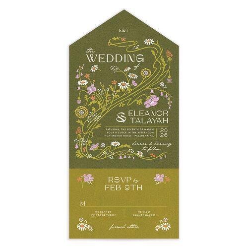 Wildflower Nouveau All-in-One Wedding Invitations