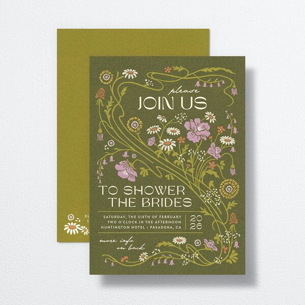 Wildflower Nouveau Bridal Shower Invitations Dark Camo Signature Standard