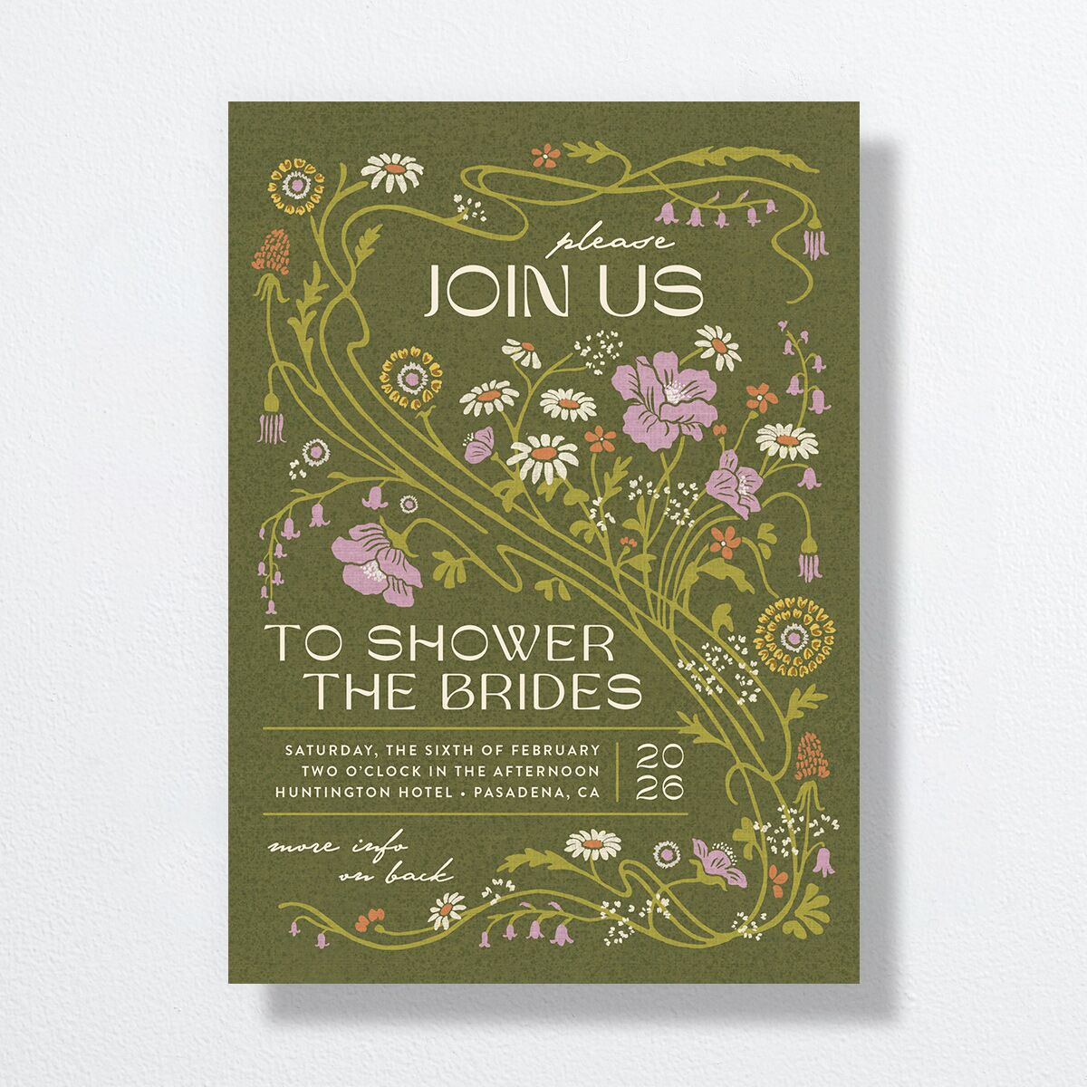 Wildflower Nouveau Bridal Shower Invitations Dark Camo Signature Standard