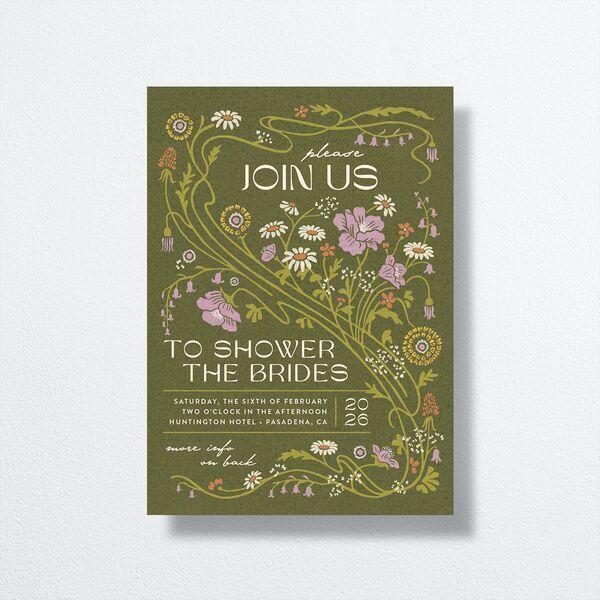Wildflower Nouveau Bridal Shower Invitations front in Green