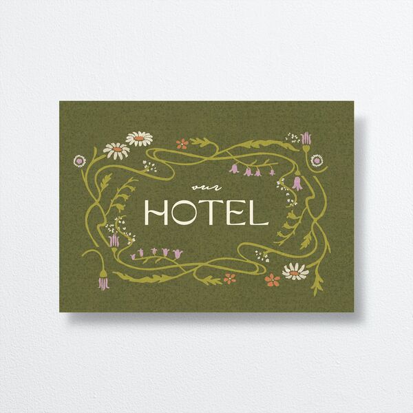 Wildflower Nouveau Wedding Enclosure Cards front in Green