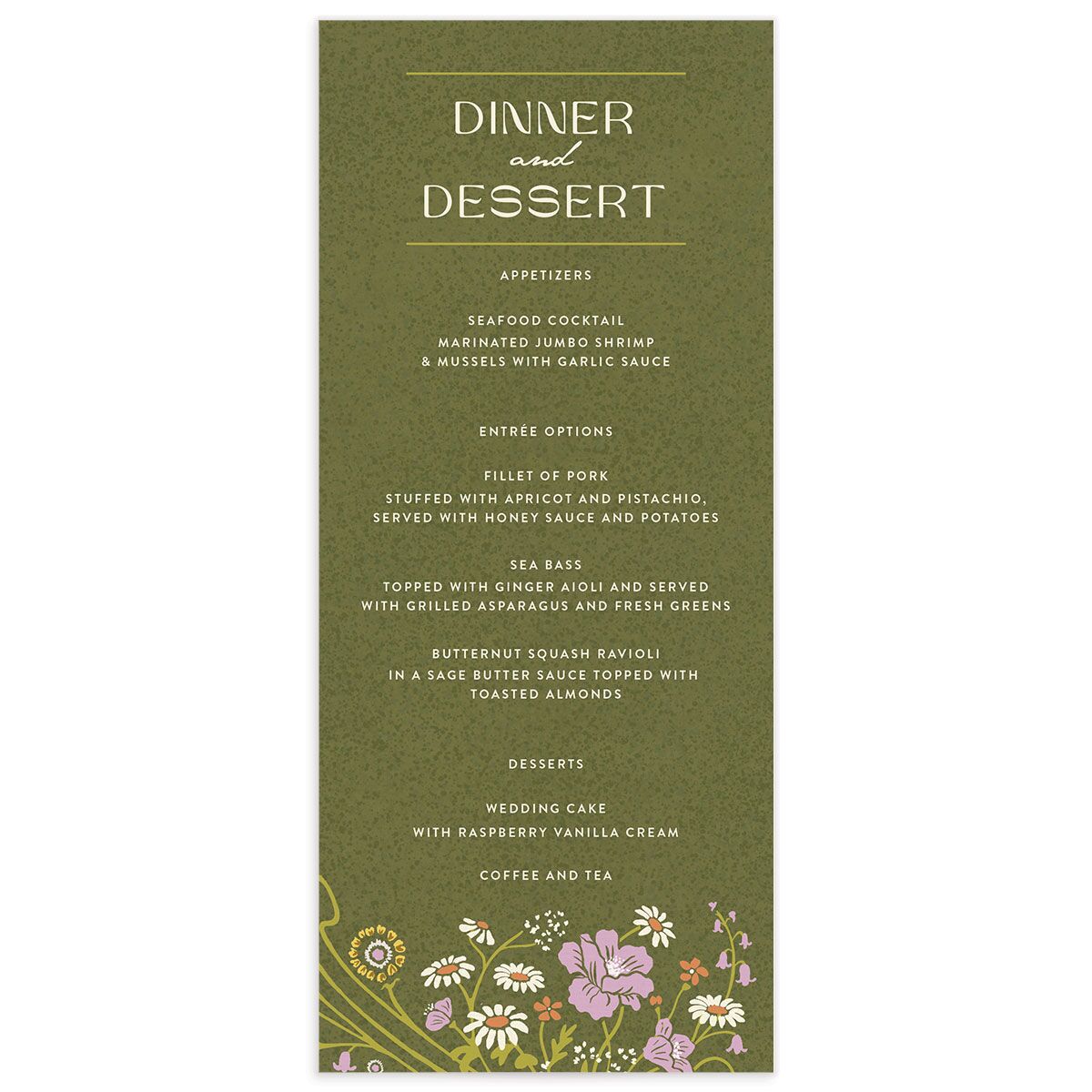 Wildflower Nouveau Menus