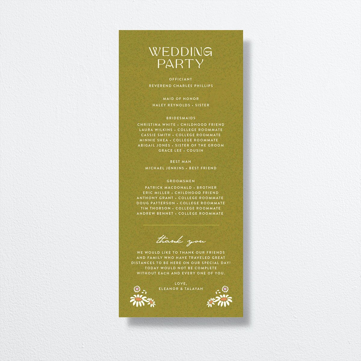 Wildflower Nouveau Wedding Programs Dark Camo Signature