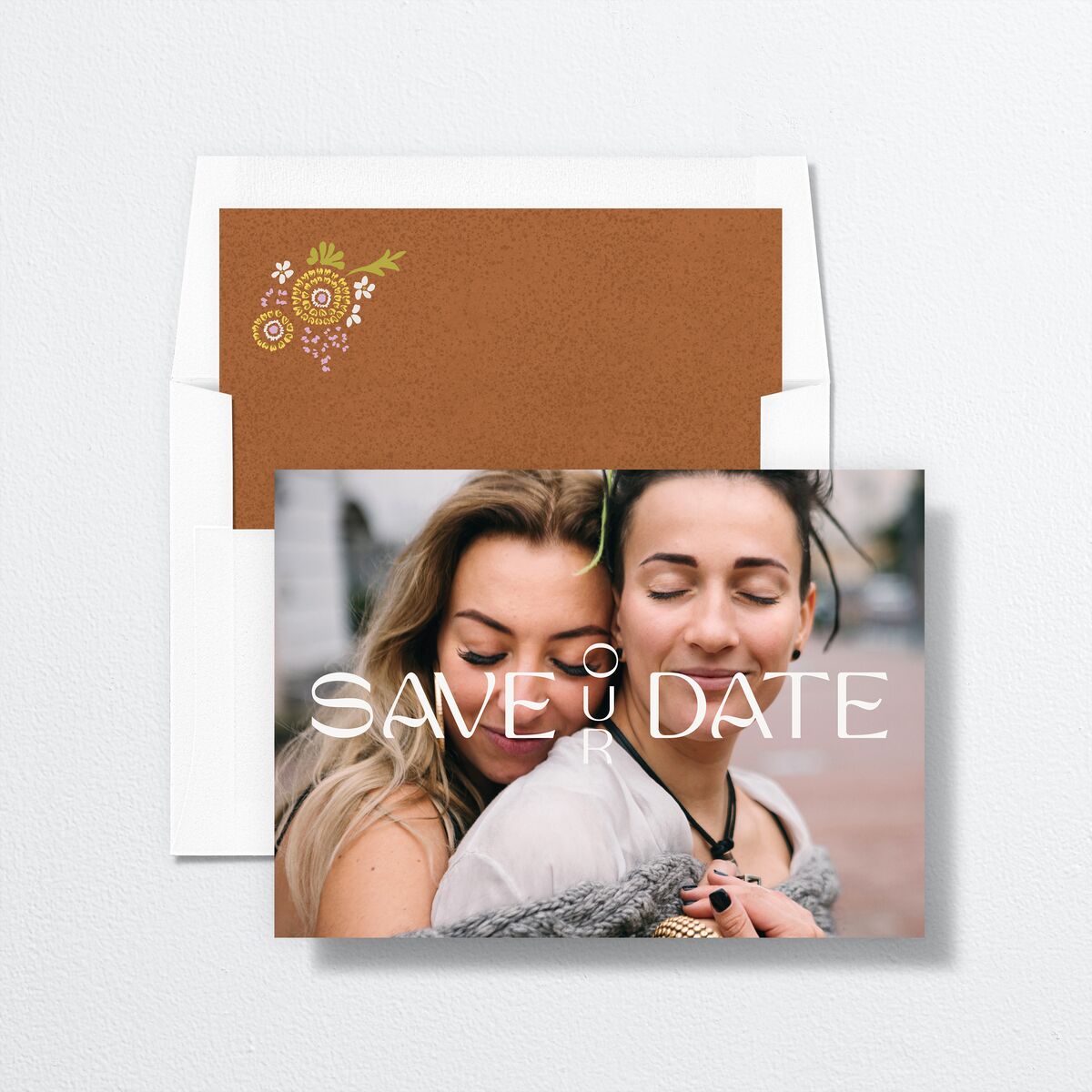 Wildflower Nouveau Save the Date Cards Dark Camo Signature smooth No Standard