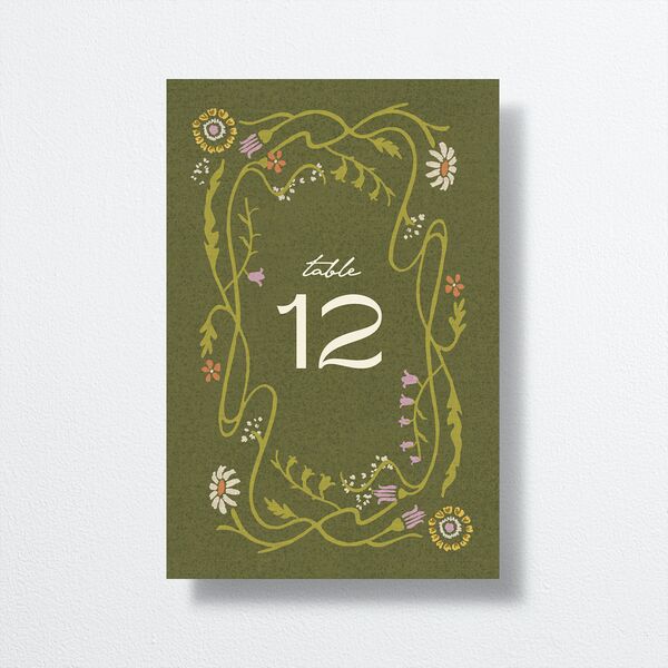 Wildflower Nouveau Table Numbers front in Green