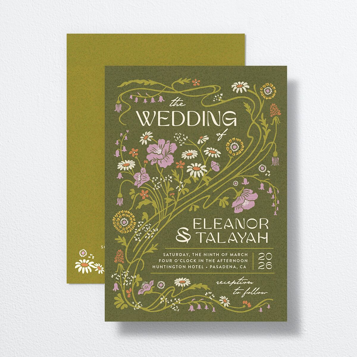 Wildflower Nouveau Wedding Invitations Dark Camo Signature No Standard