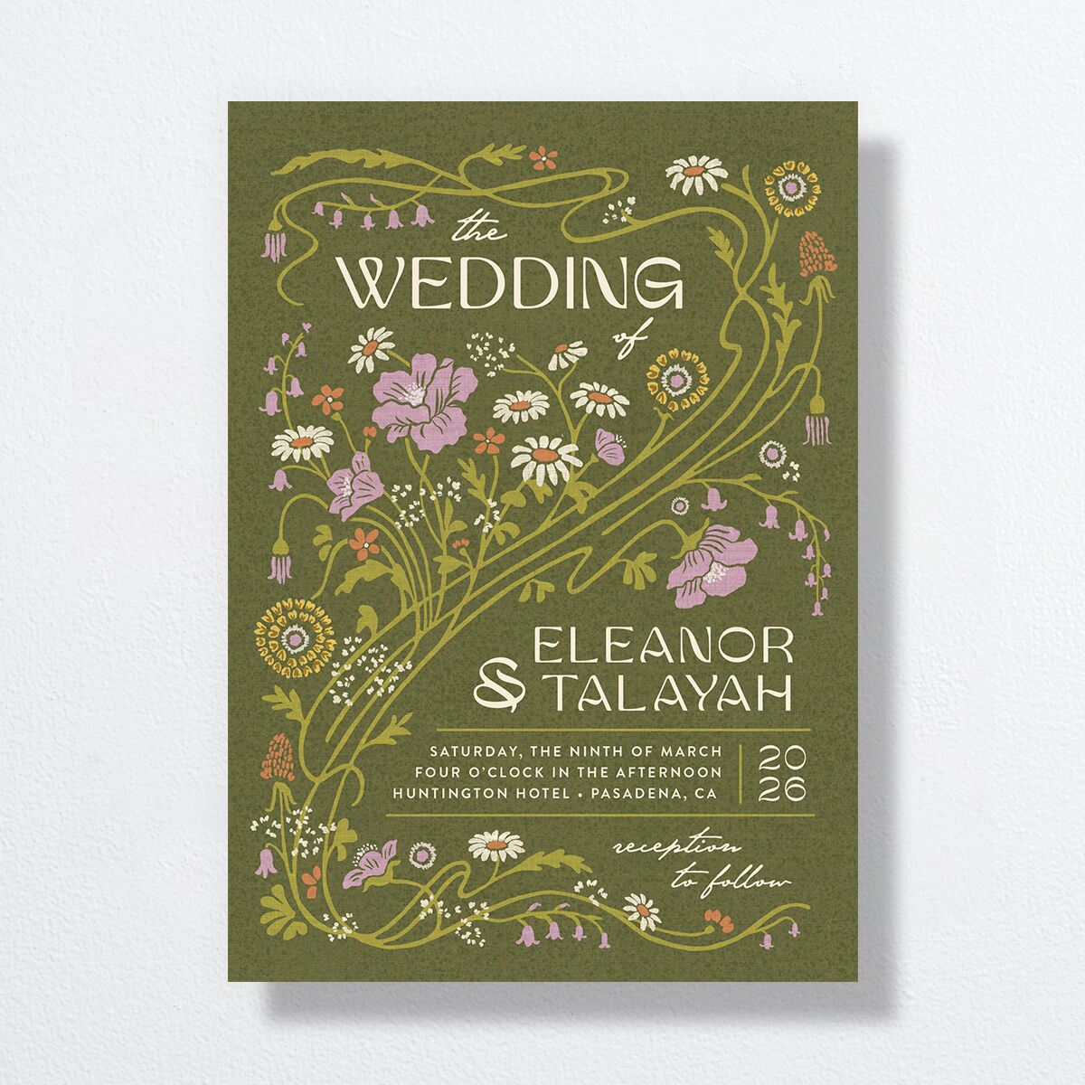 Wildflower Nouveau Wedding Invitations Dark Camo Signature No Standard
