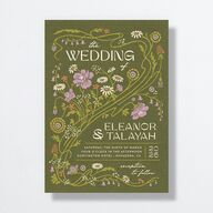 Wildflower Nouveau Wedding Invitations Dark Camo Signature No Standard