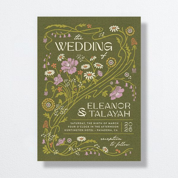 Wildflower Nouveau Wedding Invitations Dark Camo Signature No Standard