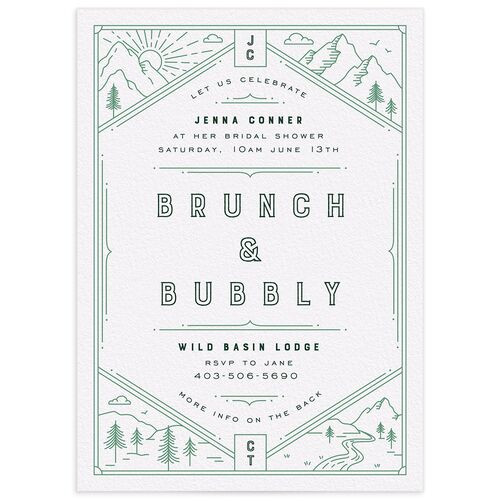 Iconic Mountain Bridal Shower Invitations Dark Green Signature