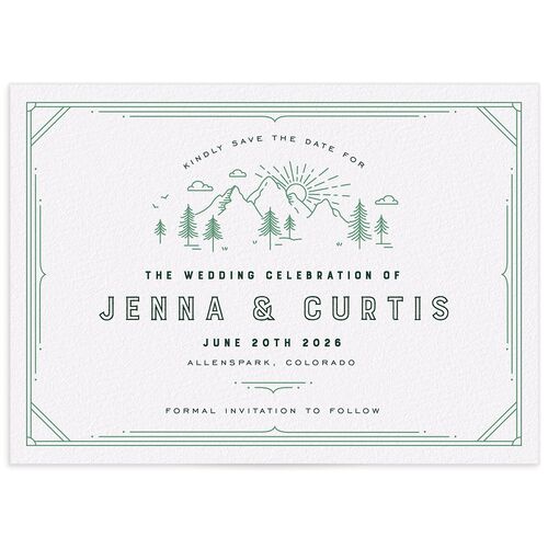 Iconic Mountain Save the Date Cards - Green