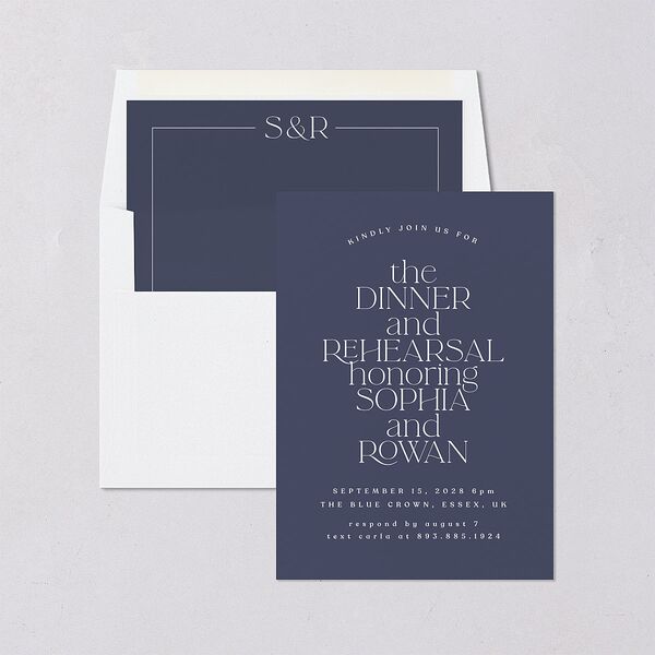 Classic Stack Rehearsal Dinner Invitations Midnight Navy Signature Blank Standard