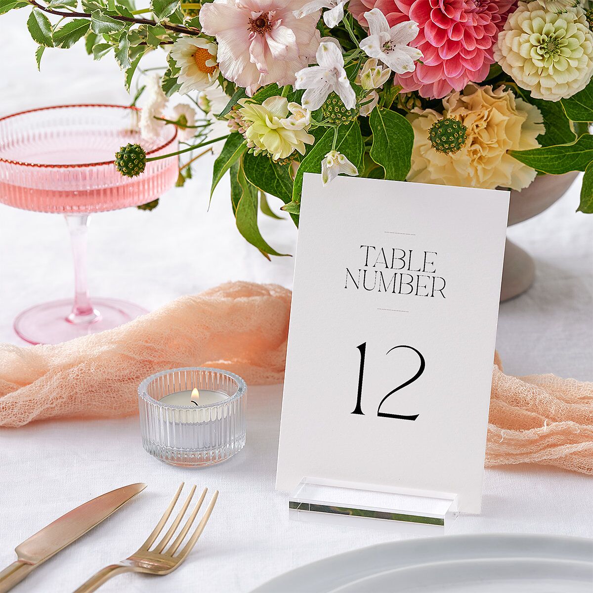 Photo Arch Table Numbers Taupe Signature