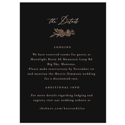 Romantic Branches Wedding Event Detail Cards Charcoal Signature Standard