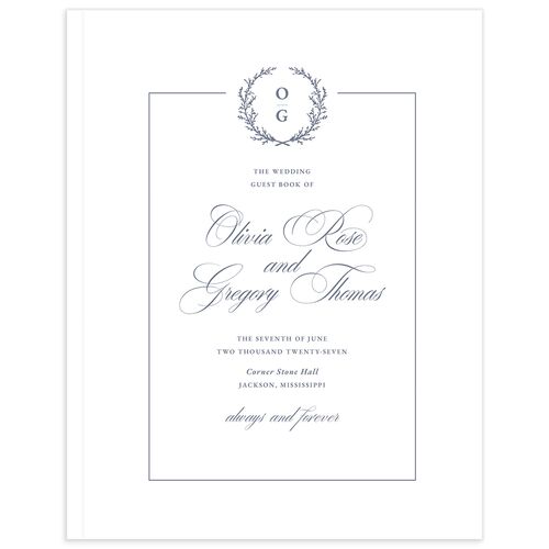 Gilded Wreath Guest Books Dusty Blue