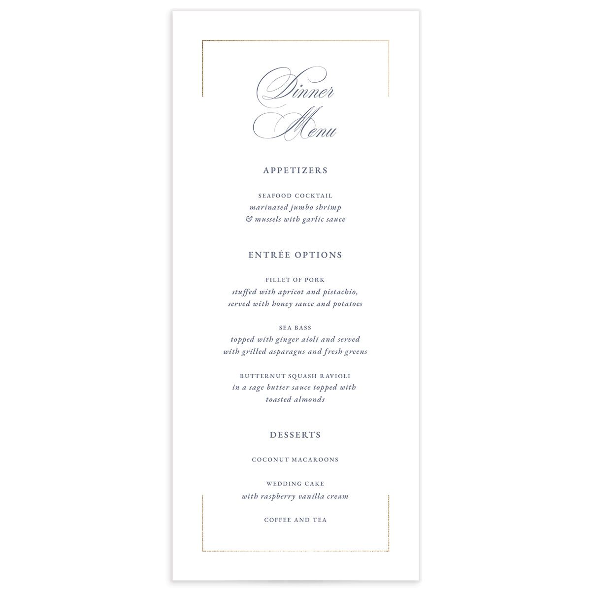 Gilded Wreath Menus
