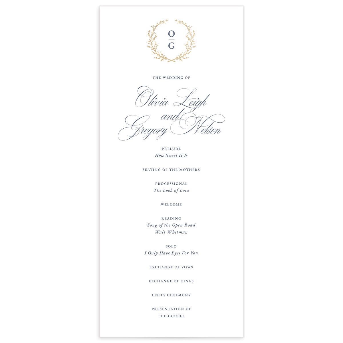 Gilded Wreath Wedding Programs
