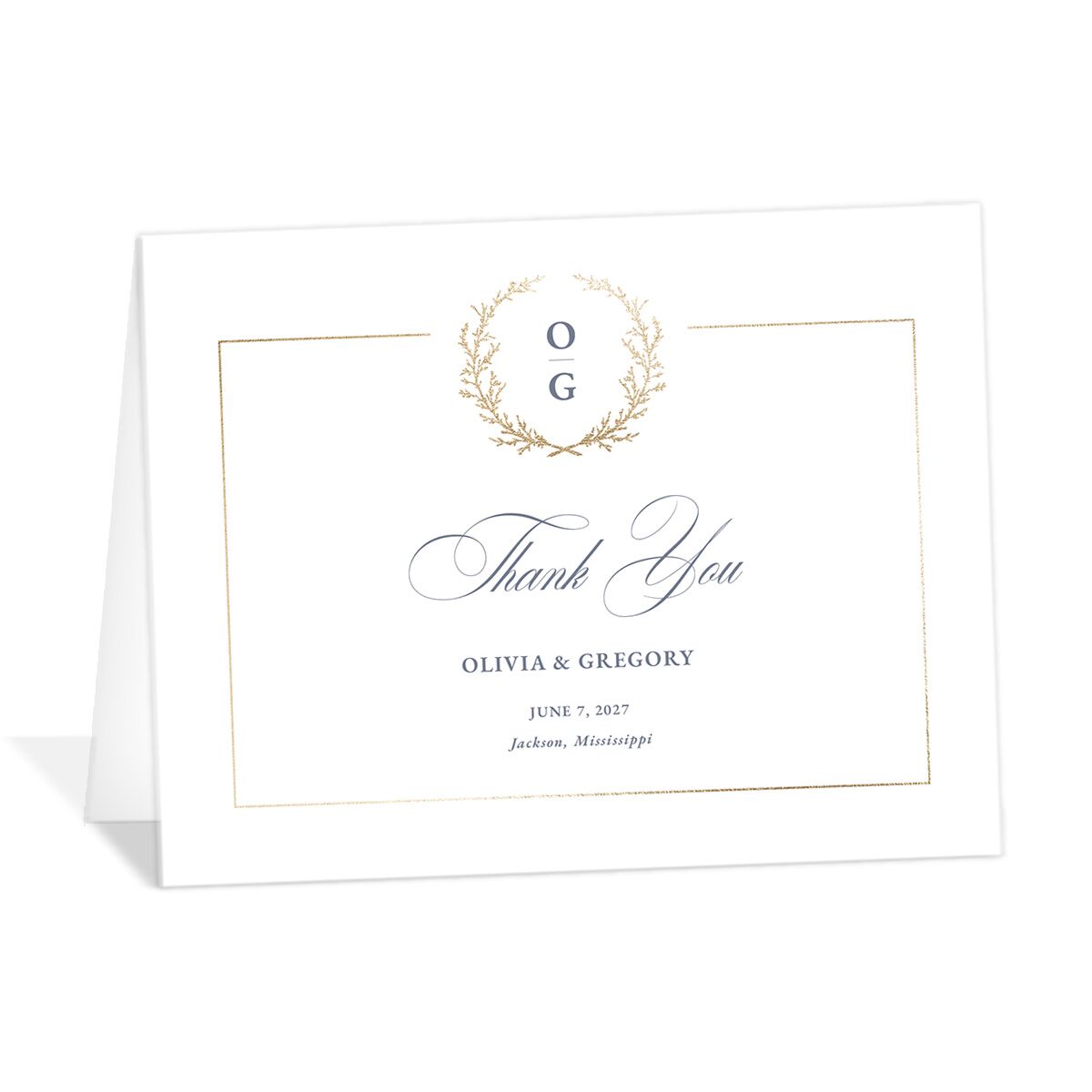 Gilded Wreath Thank You Cards