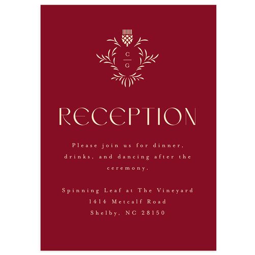 Tartan Crest Wedding Enclosure Cards Garnet Signature Standard