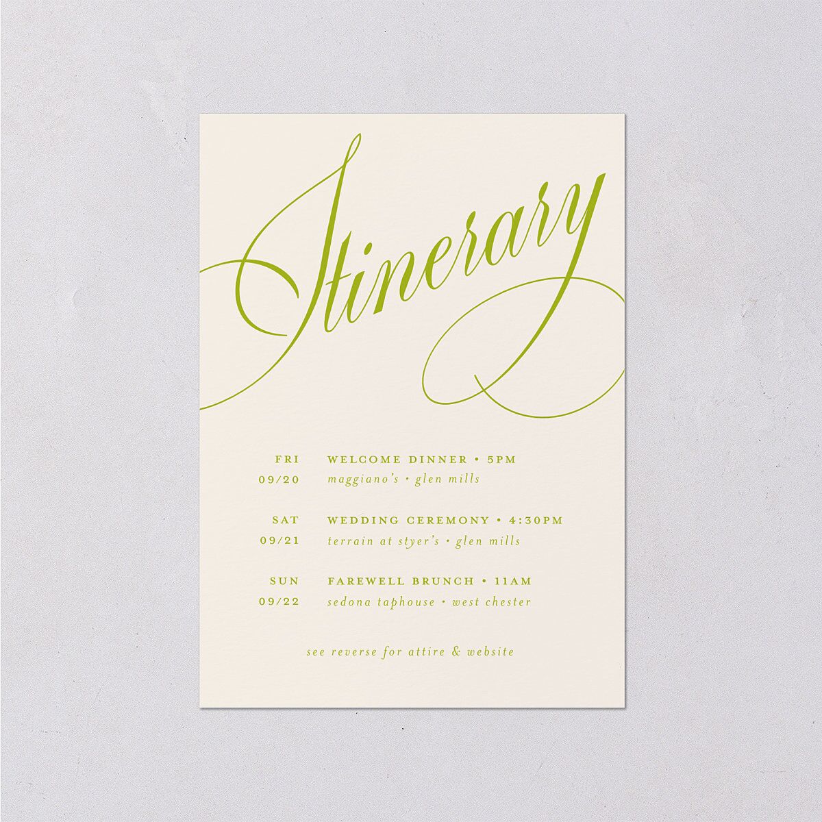 Modern Wedding Of Calligraphy Wedding Enclosure Cards Chartreuse Signature Standard
