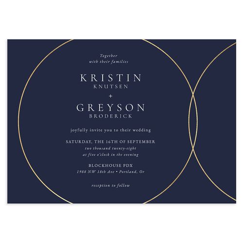 Minimal Rings Wedding Invitations Gold Navy Signature Blank No Standard