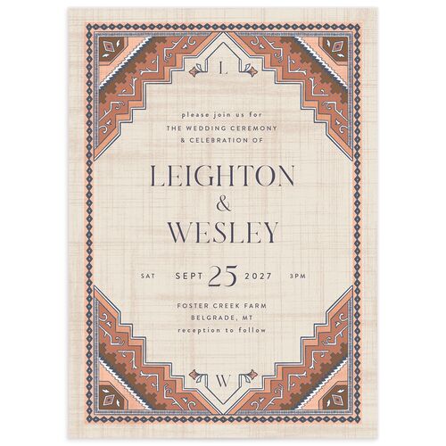 Western Tapestry Wedding Invitations - Cream