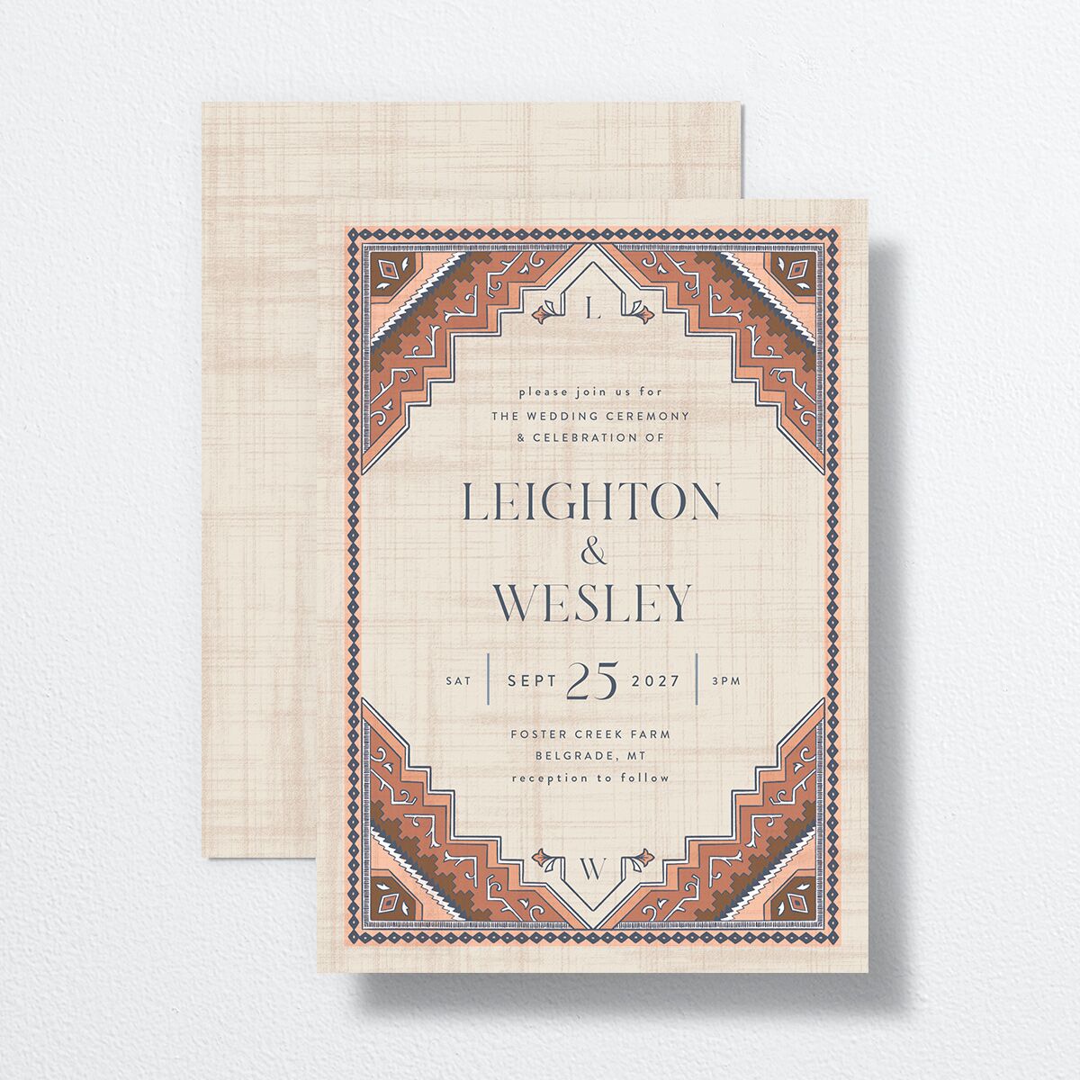 Western Tapestry Wedding Invitations Linen Signature No