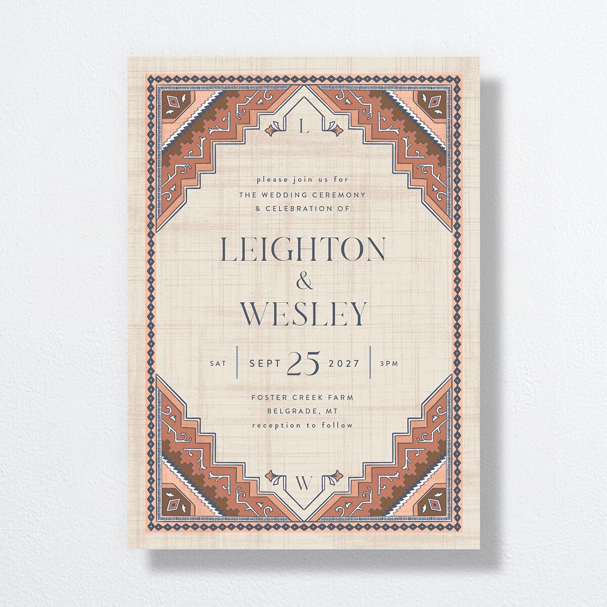 Western Tapestry Wedding Invitations Linen Signature No