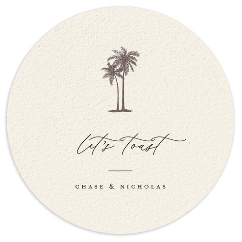 Palm Tree Icon Wedding Day Coasters Champagne Cardboard Circle