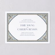 Church Stained Glass Save the Date Cards Moody Blue Signature smooth Blank No Standard