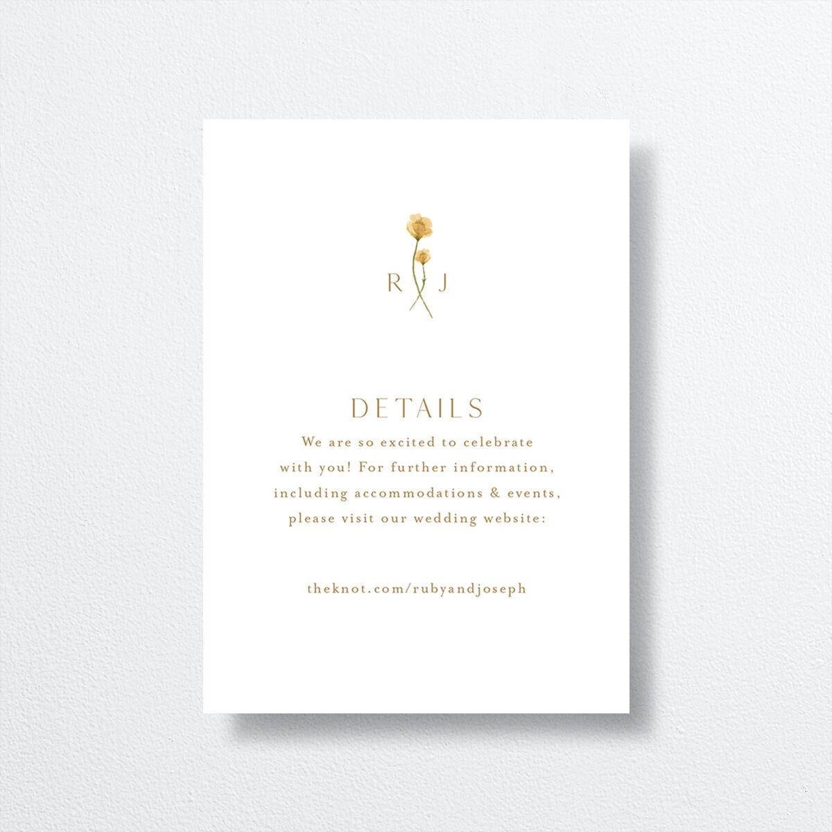 Dainty Monogram Wedding Enclosure Cards front in yellow